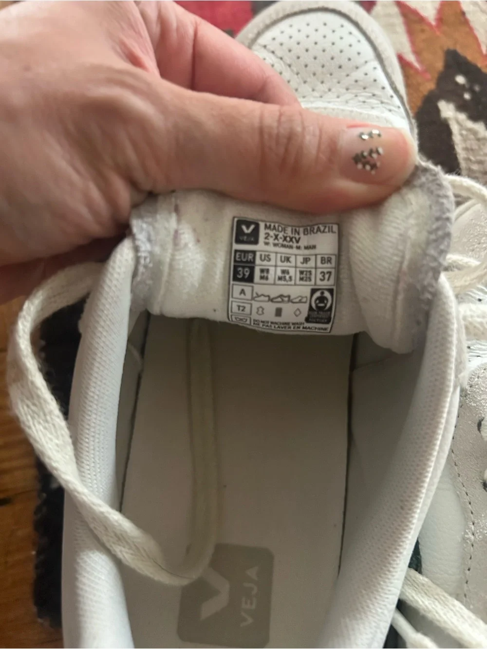 Veja White Low-Top Sneakers with Green Accents